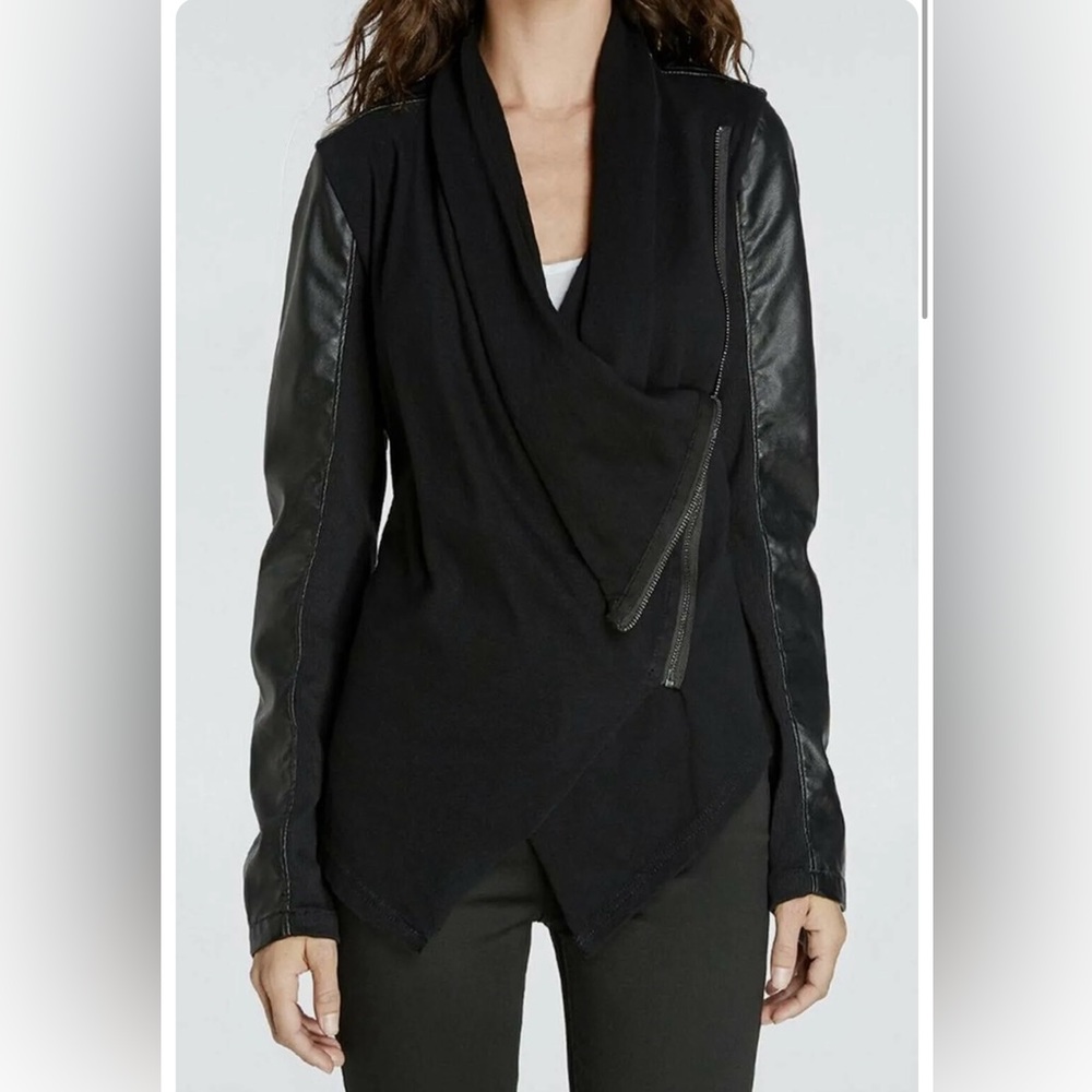 BLANK NYC Black Faux Leather Jacket Wrap